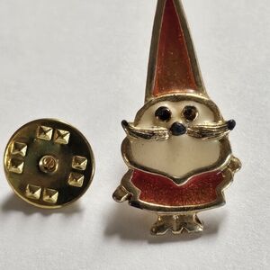 Vintage Beatrix Christmas Santa Elf Gnome Lapel Pin Orange 1.25" X .5" Enamel